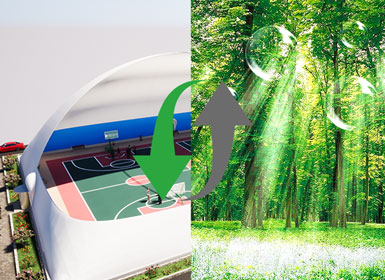 Air dome sports hall purification system